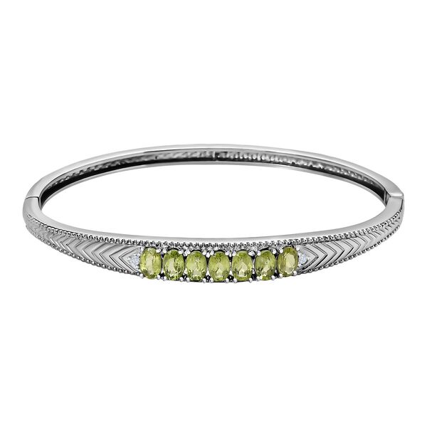 Peridot, Weißer Zirkon Armreif ca. 19 cm Edelstahl ca. 3,57 ct. image number 0