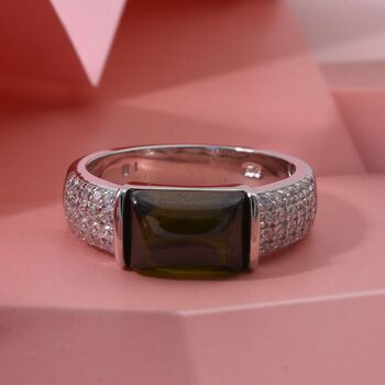 LUSTRO STELLA - Gr&uuml;ner Zirkonia, Wei&szlig;er Zirkonia Ring 925 Silber rhodiniert (Gr&ouml;&szlig;e 21.00) 6.87 ct