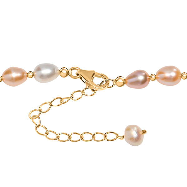 AA Mehrfarbige Süßwasser Perle Halskette ca. 45 cm 925 Silber 750 Gelbgold Vermeil image number 4