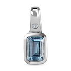 AAA Aquamarin, Weißer Zirkon Anhänger 925 Silber rhodiniert ca. 0,56 ct.