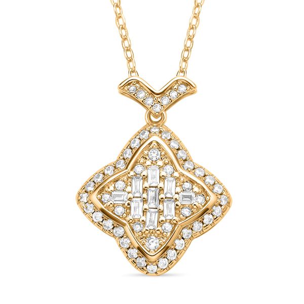 2er Set, Wei&szlig;e Zirkonia Halskette und Ohrringe, Messing, goldfarben image number 3