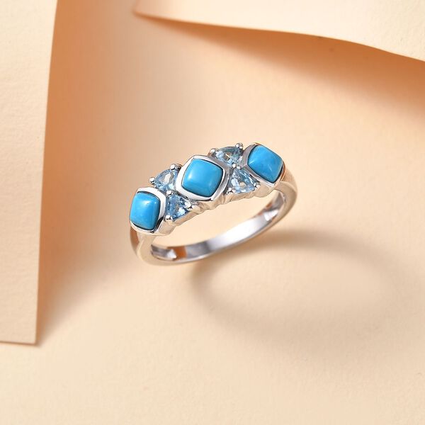 AA Amerikanischer natürlicher Sleeping Beauty Türkis und himmelblauer Topas Ring - 1,51 ct. image number 2