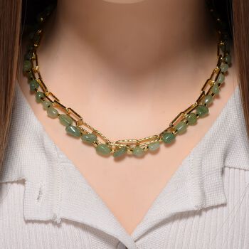 Gr&uuml;ner Aventurin Halskette, ca. 45 cm + 5 cm Extender, vergoldet ca. 130.00 ct