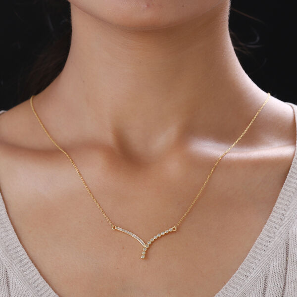 Diamant Y-Halskette in Silber image number 3