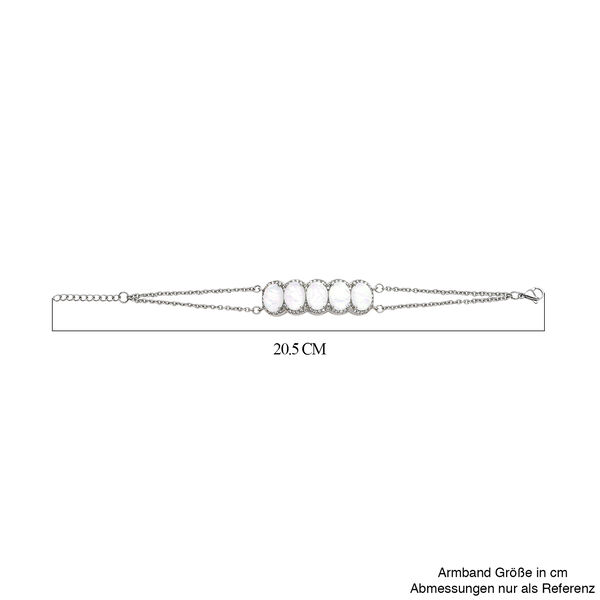 Simuliertes, weißes Opal- und Kristall-Armband, Edelstahl, 7 ct. image number 6