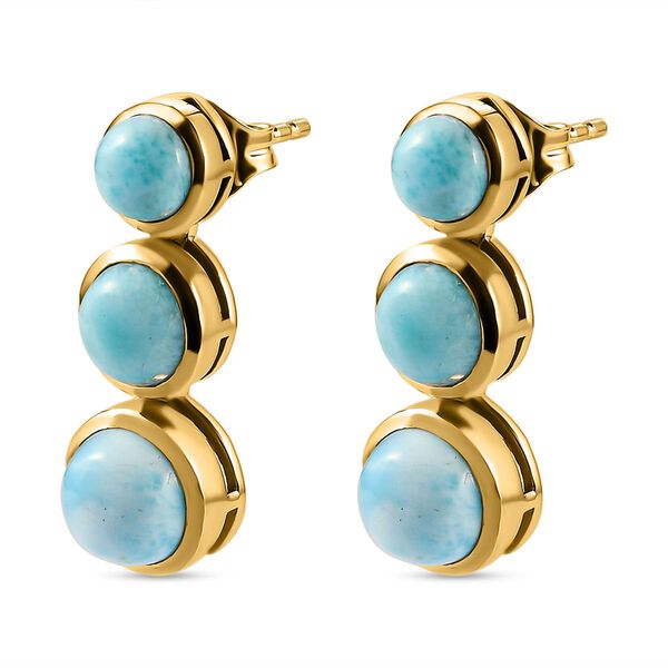 Larimar-Ohrringe, 925 Silber vergoldet ca. 7.11 ct image number 4