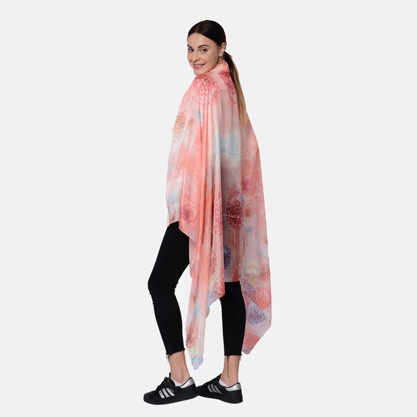 LA MAREY - 100% nat&uuml;rlicher, bedruckter Maulbeerseiden-Schal in Geschenkbox, 110x180 cm, Rosa image number 2