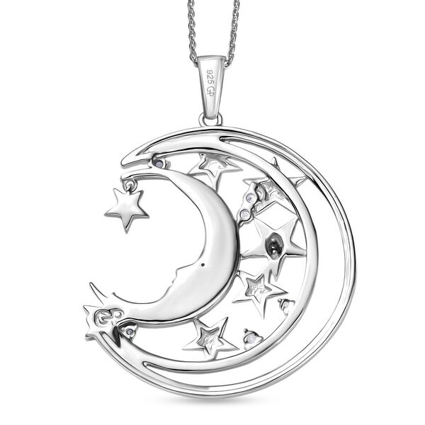 GP Celestial Dream Kollektion- Zirkon und blauer Saphir zweifarbiger Anh&auml;nger mit 45cm Kette - 0,41 ct. image number 6