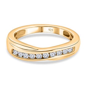 Weißer Diamant P Ring 925 Silber Vermeil YG ca. 0,25 ct.