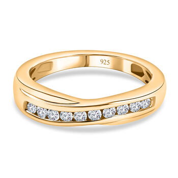 Wei&szlig;er Diamant P Ring 925 Silber Vermeil YG ca. 0,25 ct.