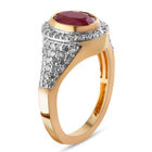 Afrikanischer Rubin und Zirkon-Ring, (Fissure gefüllt), 925 Silber vergoldet image number 4