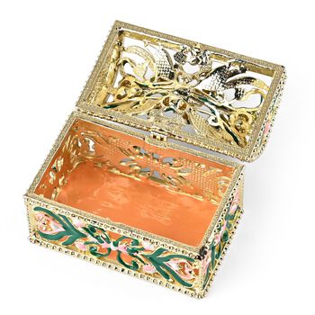 Dekorative Aufbewahrungsbox in rechteckiger Emaille-Form, 8,5x5,5x6cm, Mehrfarbig