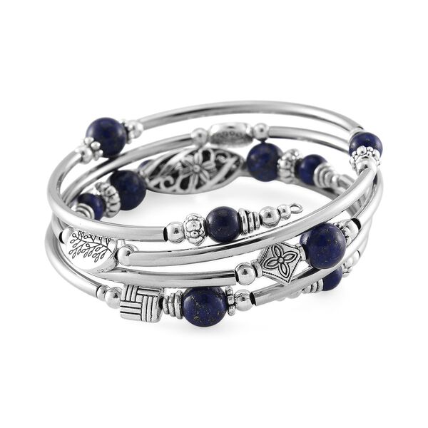 Flexibles und schwarz oxidiertes Lapislazuli Armband - 40 ct. image number 4