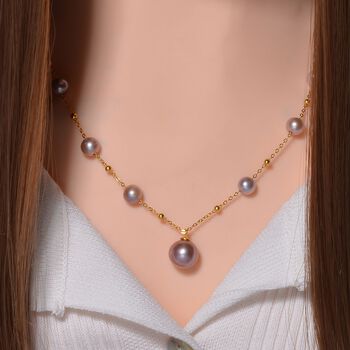 Lila Edison Perle Halskette ca. 50 cm 925 Silber vergoldet