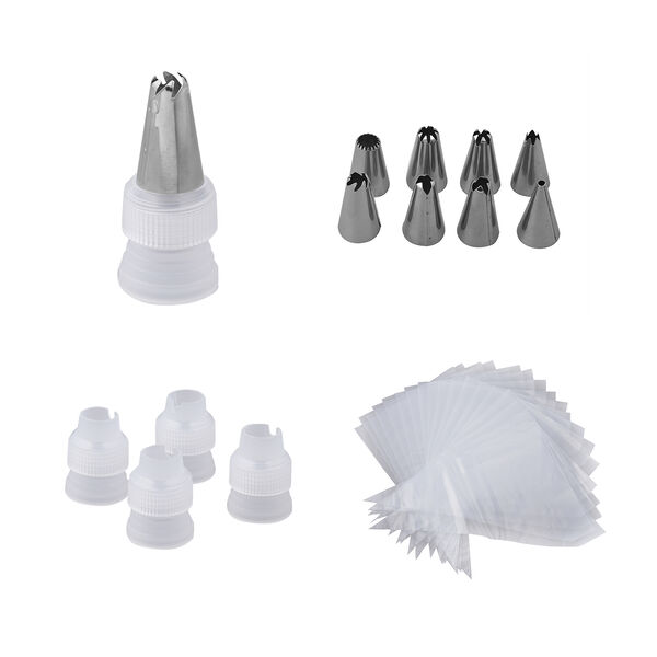 Kuchen Dekorationsstift mit Spritzbeutel und Spritzdüsen, Größe 3,7x16,5 cm, Blau, 34 teilig image number 6