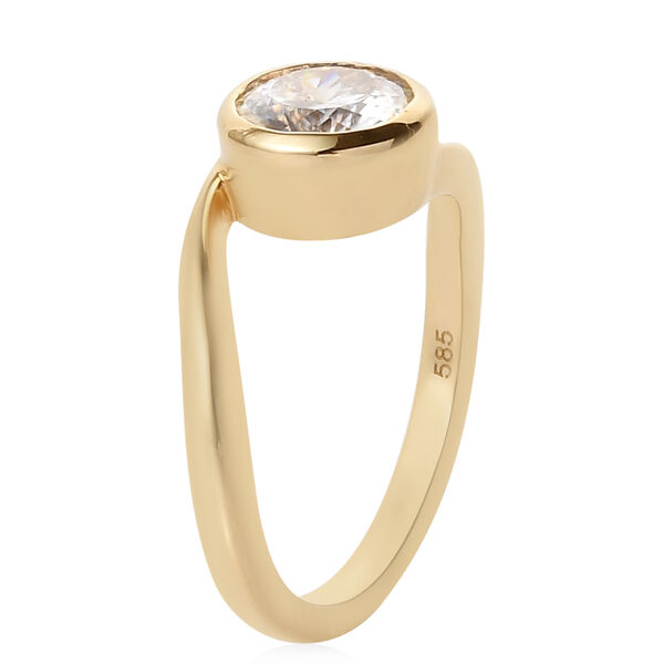 100 Facetten Moissanit Solit&auml;r Ring 585 Gelb Gold image number 5