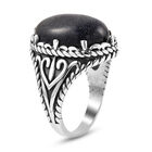 Blauer Sandstein Ring in Edelstahl image number 4