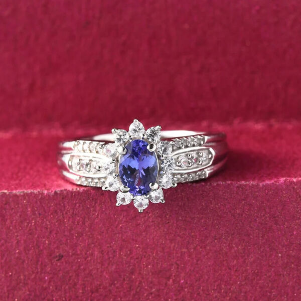 AAA Tansanit und Zirkon Ring - 1,18 ct. image number 2