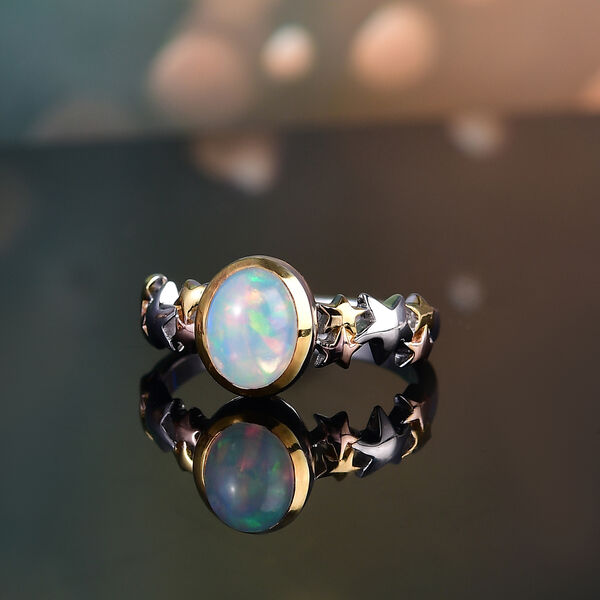 AA Nat&uuml;rlicher, &auml;thiopischer Welo Opal Ring 925 Silber YG und RG und PE (Gr&ouml;&szlig;e 21.00) ca. 0,83 ct image number 2