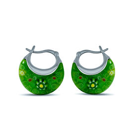 Grüne Huggie-Ohrringe im Murano-Stil
