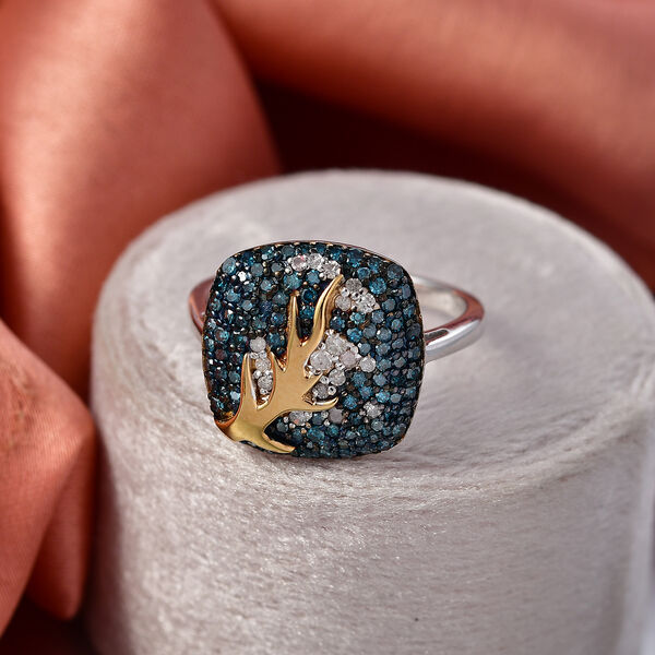 D'Joy blauer und wei&szlig;er Diamant zweifarbiger Ring und Anh&auml;nger mit 50cm Kette image number 8