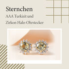 Turkizit und Zirkon Halo-Ohrstecker in Silber image number 3