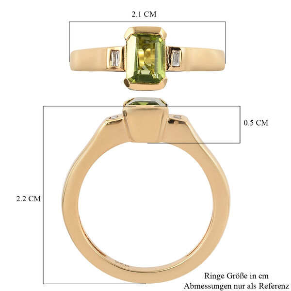 Nat&uuml;rlicher Peridot und Zirkon Solit&auml;r Ring 925 Silber vergoldet  ca. 1,00 ct image number 7