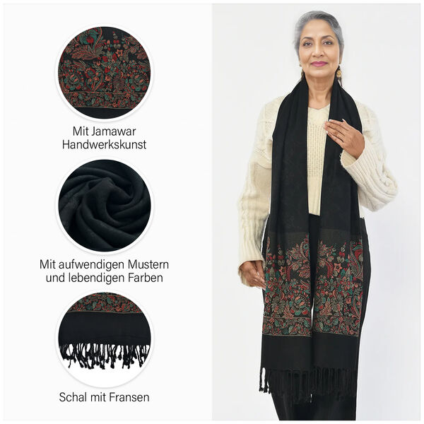 Jamawar Schal aus Viskose, schwarz image number 6
