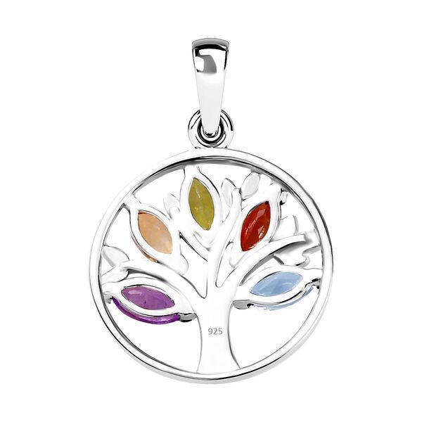 Mehrfarbige Edelstein Anh&auml;nger, 925 Silber platiniert ca. 0.84 ct image number 5