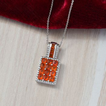 D'joy AAA Feueropal Anh&auml;nger mit Kette (ca. 50cm), 925 Silber rhodiniert ca. 2.56 ct