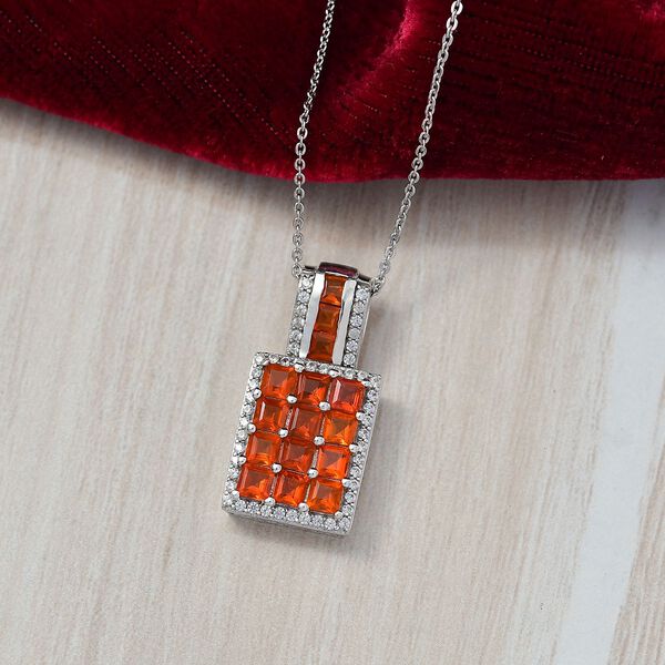 D'joy AAA Feueropal Anh&auml;nger mit Kette (ca. 50cm), 925 Silber rhodiniert ca. 2.56 ct image number 2