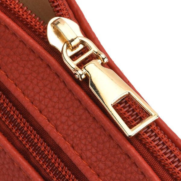 Crossbody-Tasche mit mehreren Rei&szlig;verschlussf&auml;chern und gemustertem Gurt, 19x22cm, Gr&uuml;n image number 6