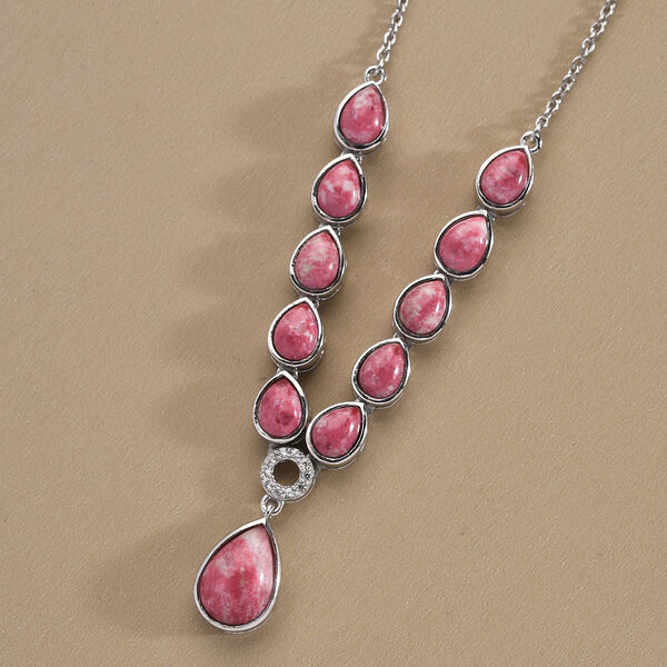 Norwegische Thulit-Halskette, ca. 45 cm, 925 Silber platiniert ca. 14.54 ct image number 3