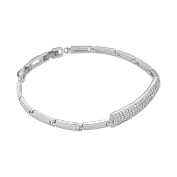 Wei&szlig;es Zirkonia-Armband, ca. 19 cm, silberfarben