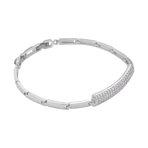 Wei&szlig;es Zirkonia-Armband, ca. 19 cm, silberfarben image number 3