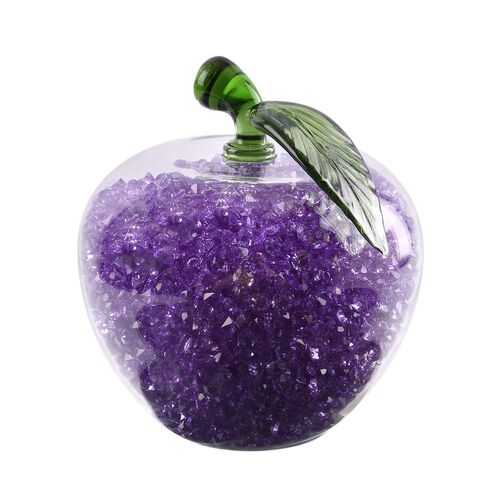 Handgefertigter und dekorativer Apfel-Figur aus Kristall, Lila image number 0