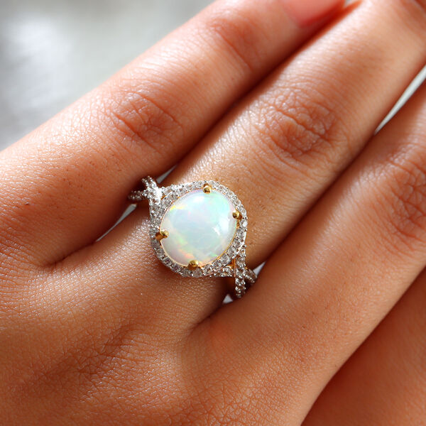 Natürlicher, äthiopischer Opal und Natürlicher, äthiopischer Opal und Zirkon-Ring - 2,96 ct. image number 3