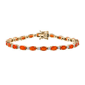 AAA Blaze Feuer Opal, Lab Grown Diamant Armband ca. 20 cm 925 Silber 750 Gelbgold Vermeil ca. 8,16 ct.