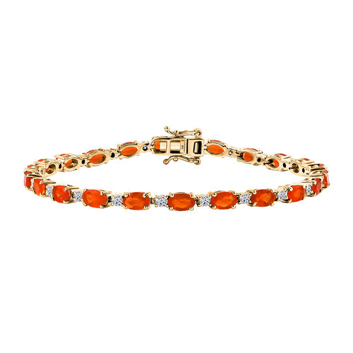 AAA Blaze Feuer Opal, Lab Grown Diamant Armband ca. 20 cm 925 Silber 750 Gelbgold Vermeil ca. 8,16 ct. image number 0