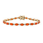 AAA Blaze Feuer Opal, Lab Grown Diamant Armband ca. 20 cm 925 Silber 750 Gelbgold Vermeil ca. 8,16 ct.