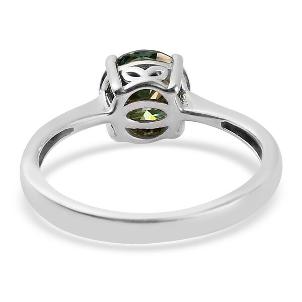 Grüner Moissanit Solitär Ring 925 Silber Platin-Überzug image number 6