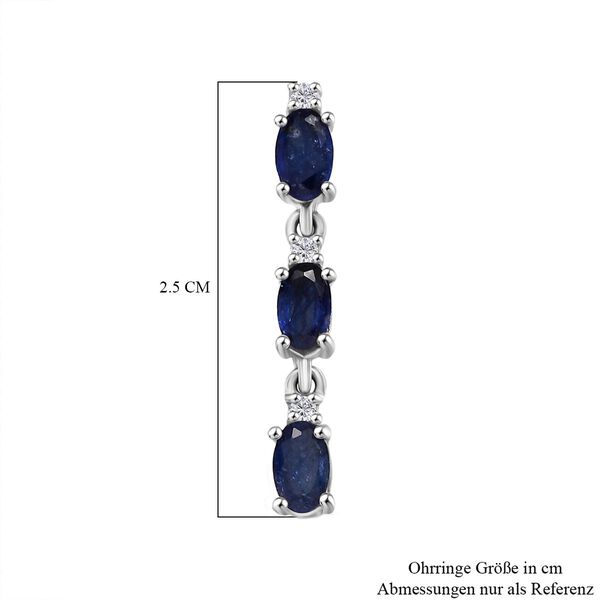 D'Joy Masoala Saphir (Fissure gefüllt), Moissanit Ohrringe 925 Silber rhodiniert ca. 2.03 ct image number 5