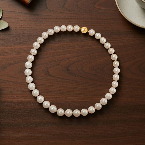 D'Joy Weiße Edison Perle (11-14 mm) Halskette ca. 50 cm 925 Silber vergoldet image number 2