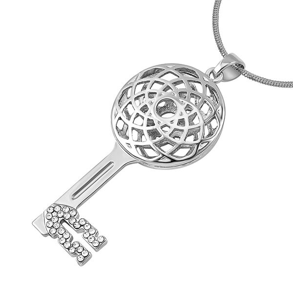 Wei&szlig;er Kristall-Schl&uuml;ssel-Anh&auml;nger mit Kette in Silberton, 73 cm image number 3