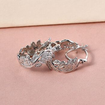 ALLORO platinierte Silber-Creolen mit Diamantakzenten