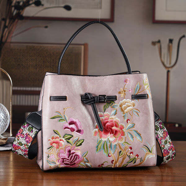 Florale Kunstprint Crossbody Tasche mit Komfort-Schulterriemen, 30x13x23cm, Rosa image number 1