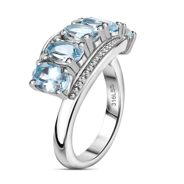 Himmelblauer Topas Ring Edelstahl (Gr&ouml;&szlig;e 16.00) ca. 2,92 ct image number 4