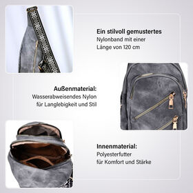 Rucksack aus Nylon mit RFID-Schutz, 19x8x32 cm, Grau