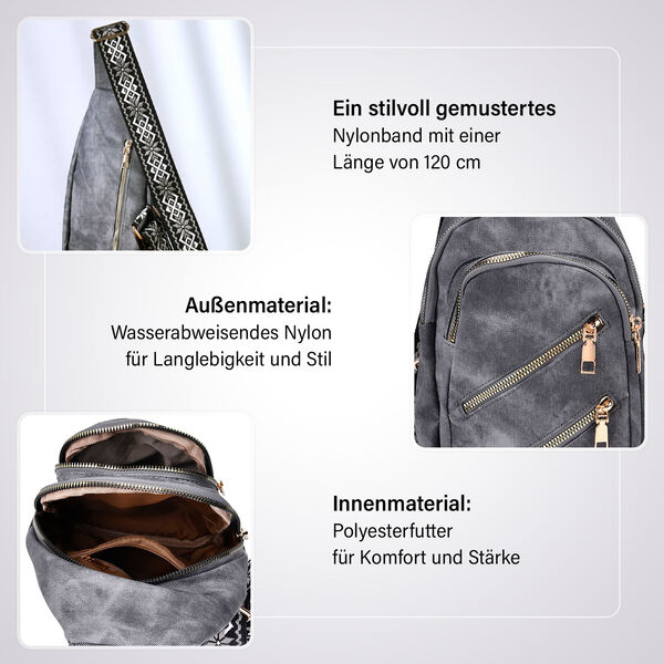 Rucksack aus Nylon mit RFID-Schutz, 19x8x32 cm, Grau image number 3