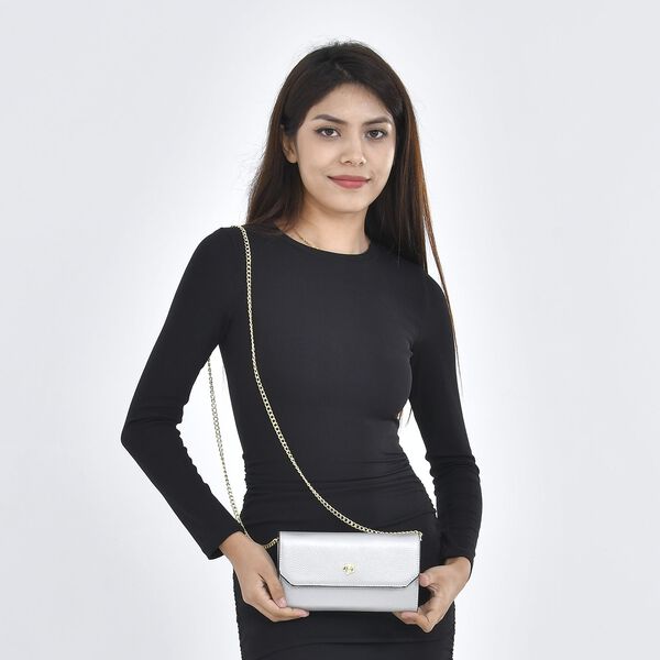 Echtleder Clutch, grau image number 2